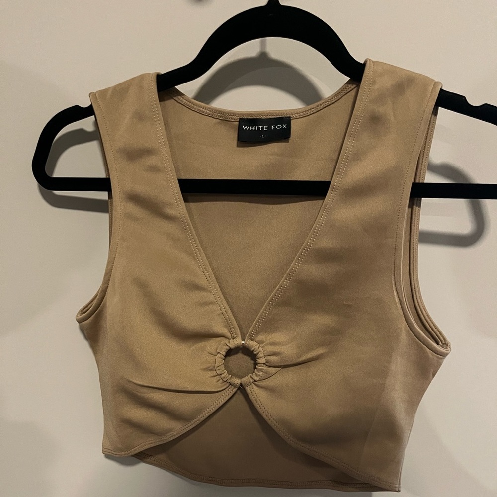 WhiteFox Boutique “In Charge” Crop Top in “Khaki”